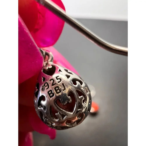 Red sponge coral sterling silver teardrop earrings - Picture 11 of 11